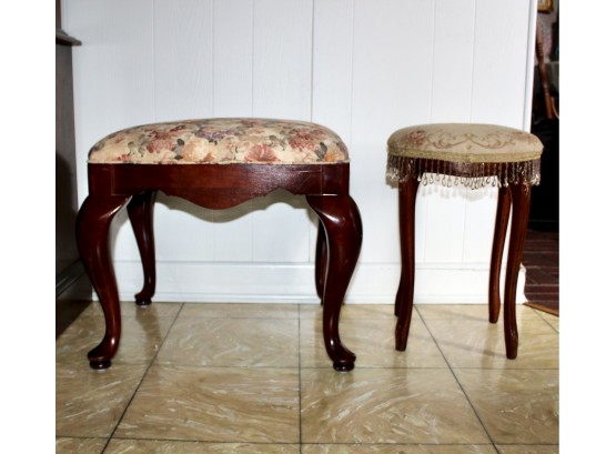 VINTAGE & ANTIQUE Stools - Lot Of 2 - Newly Reupholstered - GREAT FOR SMALL PLACES!! Item#139 LVRM