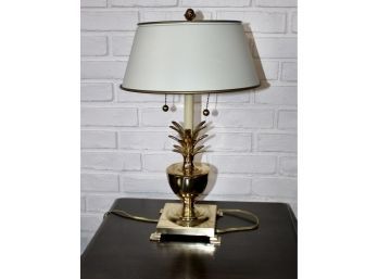 THE BOMBAY COMPANY Vintage Brass Pineapple Table Lamp - Dual Arms - Unique Metal Shade - WORKS!! Item#136 LVRM