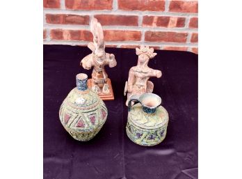 MIXED DECORATIVE LOT - Mayan Statues & Italian Hand Made Vases - GREAT LOT! Item#108 GAR