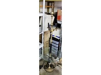 ANTIQUE Glass Lamp Table - Wrought Iron & Brass - BEAUTIFUL!! Item#64 GAR