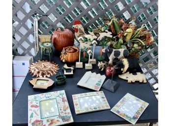 Mixed Lot Of Decorative Items - Candle Holders, Wall Decor, Frames, Fruit Basket & MORE!! Item#26 GAR