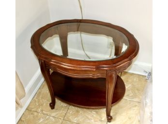 VINTAGE Small Wood Glass Top Side Table - GOOD CONDITION!! Item#131 LVRM