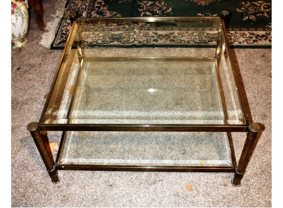VINTAGE Square Brass & Glass Table - VERY RETRO LOOK! Item#32 LVRM