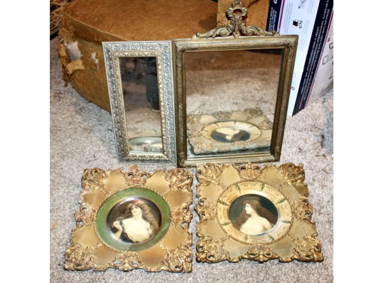 ANTIQUE Mirrors & ANTIQUE Framed Display Plates - Lot Of 4 - SOME AMAZING PIECES!! Item#166 LVRM