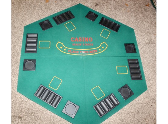 Deluxe Green Felt Octagon Game / Poker Table Top - Carrying Case Included - LIKE NEW!! Item#167 LVRM