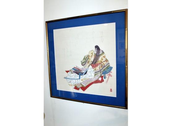 VINTAGE Japanese Framed Art On Silk - SIGNED!! Item#117 LVRM