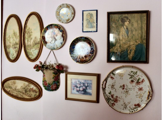 VINTAGE Mixed Lot Of Framed Artwork & Decorative Display Plates - Lot Of 11!! Item#121 RM2