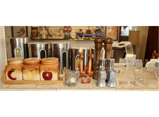 VINTAGE MIXED KITCHEN LOT - Canisters, Clear Napkin Holders & MORE!! Item#92 KITCH
