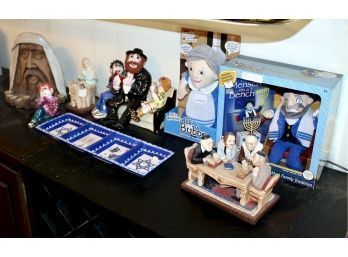 Mixed Judaica Lot - Trays, Figurines, Menorah, Ask Bubbe Doll AND MORE!! Item#25 LVRM