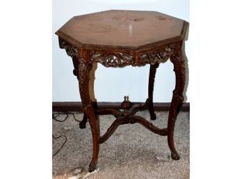 VINTAGE Hand Carved Wood Table - Octagonal  Shaped - GREAT ACCENT TO ANY CORNER! Item#12 LVRM