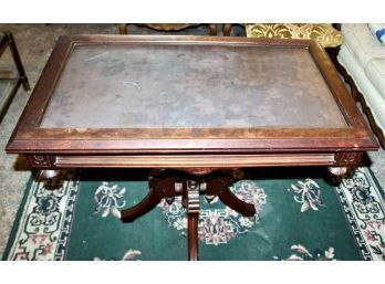 ANTIQUE Stone Top Wood Table - GREAT ACCENT TO ANY CORNER! Item#14 LVRM