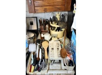 MIXED UTENSILS LOT - Vintage To New - Chinese Wall Spice Rack, Spoons, Mixers & MORE!! Item#87 KITCH