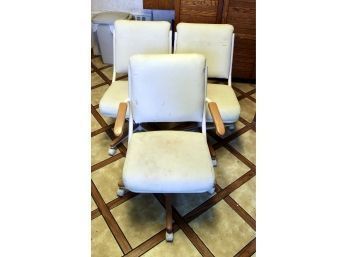 VINTAGE Rolling Chairs - Natural Canvas Pattern - Lot Of 3 - RETRO!! Item#97 KITCH