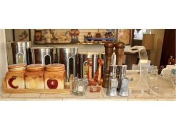 VINTAGE MIXED KITCHEN LOT - Canisters, Clear Napkin Holders & MORE!! Item#92 KITCH