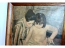 ANTIQUE 'Mother & Child'  Framed Print RARE DETAIL! Item#16 RM2