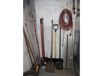 MIXED TOOLS LOT - Brooms, Shovels, Electrical Cord, Ice Scrapper, Steel Pole, Aluminum & MORE! Item#59 BSMT