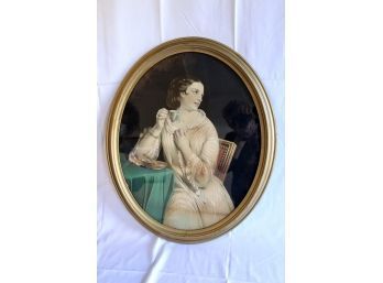 ANTIQUE 'Rich Lady' Painting - Gold Framed - RARE DETAIL! Item#13 RM2