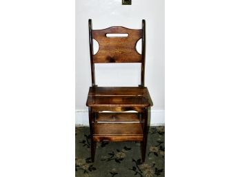 ANTIQUE Wood Step Stool / Chair  - GREAT SPACE SAVER! Item#83 LV