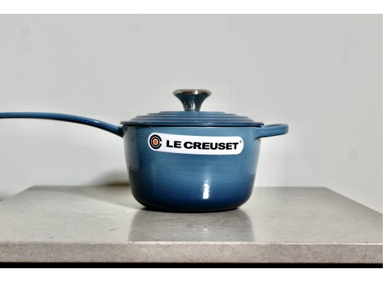 NEW LE CREUSET Marseille & Silver Signature Enameled Cast Iron Saucepan - #16 - 2.25-Quart!! - Item#62