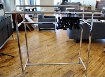 Stationary Clothing Rack - Chrome Finish - Adjustable Height - Hangers Included - GREAT LOT!! - Item#42