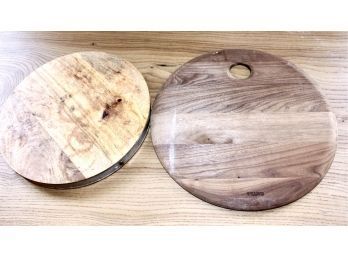 JK. ADAMS & Unbranded Wood Round Cutting Boards - Lot Of 2!! - Item#207