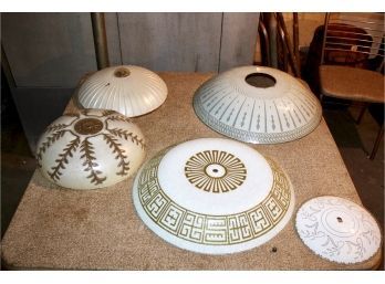 VINTAGE DECORATIVE LIGHT COVERS - ASSORTED SIZES - ASSORTED DESIGNS - LOT OF 5!! Item#49 BSMT