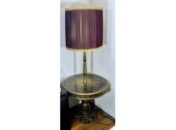 ANTIQUE PEDESTAL TABLE LAMP - ORIGINAL SHADE INCLUDED - AMAZING DETAIL & COLORS!! Item#112 LVRM
