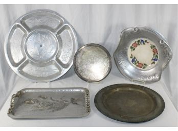 VINTAGE SILVER PLATED TRAYS - MIXED BRANDS - GARDEN CITY PLATE - LOT OF 5!! Item#127 LVRM