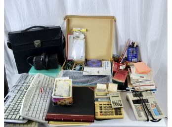 MIXED LOT OF OFFICE GOODS - CALCULATORS - MS KEYBOARDS - ELECTRIC SHARPENER AND MORE!! Item#25 LVRM