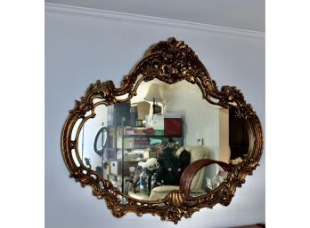 ANTIQUE GIANT GOLD COLORED MIRROR - OVAL!! Item#104 LVRM