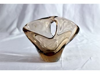 BLOWN GLASS VASE/CANDY HOLDER- BEAUTIFUL CHAMPAGNE COLOR!! Item#11 LVRM