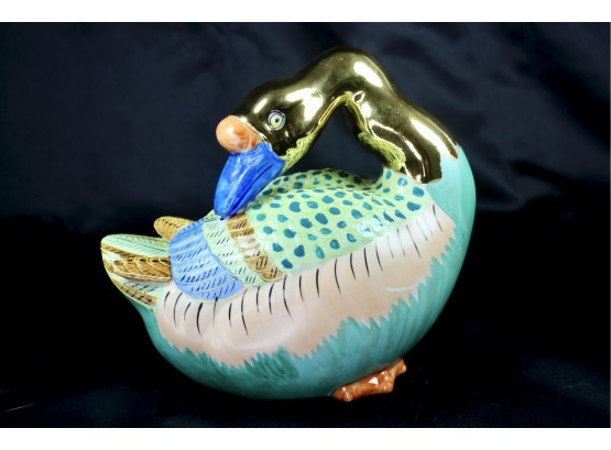 KUTANI VINTAGE JAPANESE GEESE SCULPTURE - HAND PAINTED - GILT - SIGNED CALLIGRAPHIC SEAL - RARE!! - Item#69 LV