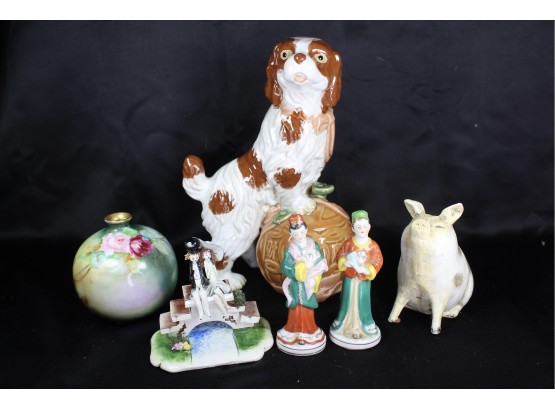 THE ORIENTAL LOT - Vase, Dog, Heavy Pig & Statues - LOT OF 6!! Item#103 LV