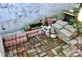 MIXED OUTDOOR DECOR LOT - Belgium Rocks, Garden Edgers, Pavers, Concrete & Bricks!! - Item#50 GAR