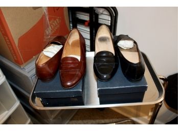 RALPH LAUREN WOMEN'S LEATHER SHOES - BLACK - BROWN - SIZE 8.5 - ORIGINAL BOX INCLUDED - LOT OF 2! Item#137 RM2