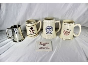 VINTAGE COLLEGE CLASS MUGS - NY COLLEGE - RUTGERS FOOTBALL - WEST ESSEX H.S. - LOT OF 5!! Item#156 RM1