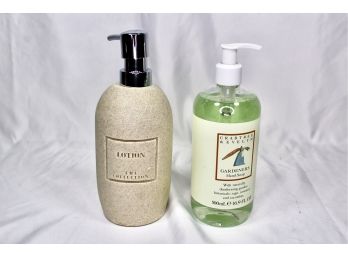 CRABTREE & EVELYN GARDENERS HAND SOAP W/ BOTANICALS & THE COLLECTION LOTION BOTTLE - NEW!! Item#246 BOX