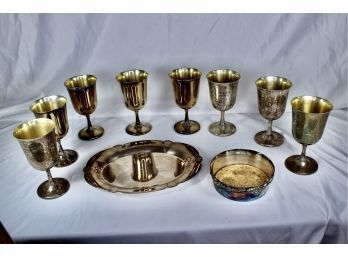 MIXED SILVER PLATED LOT - TRAYS & SHERMAN CUPS!! Item#161 RM1