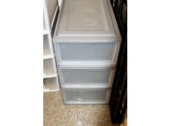 IRIS DRAWER STACKABLE BINS - LOT OF 3 - GRAY - GREAT FOR STORAGE!! Item#148 RM2
