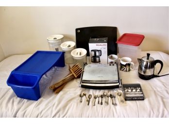 MIXED KITCHEN LOT - KitchenAid Food Chopper, Krupps Panini Maker, Canisters, Utensils & MORE!! Item#135 RM2