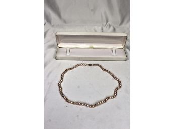 FRESH WATER PEARL NECKLACE - Pink Color With Gold Clasp - NEVER WORN!! Item#250 Box