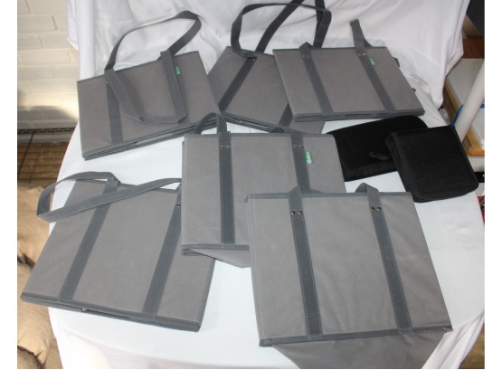 (6) GRAY EXPANDABLE TOTES - HEAVY DUTY - STORAGE - GREAT CONDITION- ITEM#150 LR
