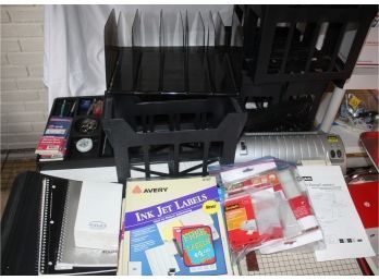 OFFICE SUPPLIES - PAPER CUTTER - LAMINATOR - HOLE PUNCH - FILE HOLDERS - STORAGE BINS - LABELS -ITEM#147  LR