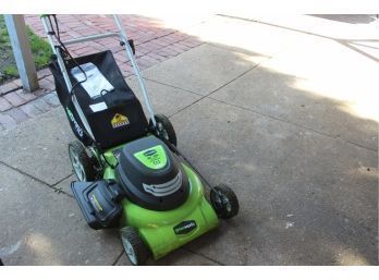 GREEN WORKS 20' 12A, 3 IN 1 ELECTRIC LAWN MOWER WITH COLLECTION BAG IN GREAT WORKING ORDER ITEM#3 GAR