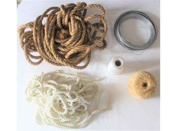 LOT OF WHITE & BROWN ROPE - METAL CABLE - TWINE - ITEM#74 KIT