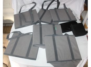 (6) GRAY EXPANDABLE TOTES - HEAVY DUTY - STORAGE - GREAT CONDITION- ITEM#150 LR
