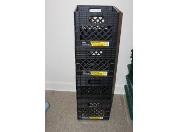 LOT OF (4) BLACK GSC CRATES - STACKABLE - COMMERCIAL GRADE - HEAVY DUTY - ITEM#91 RM1