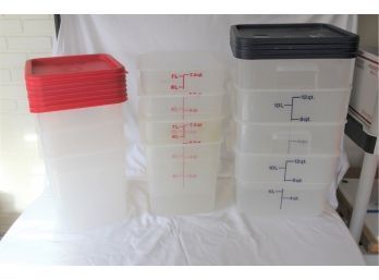 (7) 7.5 & (4) 12 QUART COMMERCIAL GRADE CLEAR FOOD STORAGE SQAURE CONTAINERS - ITEM#153 LR