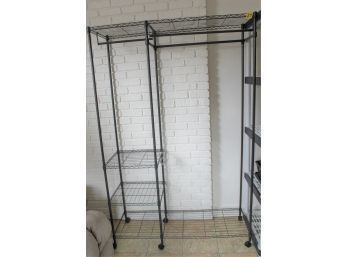 CLOTHING METAL RACK WITH WHEELS - 2 SMALL SHELVES - 2 LARGE SHELVES - ITEM#57 LR