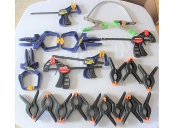 ASSORTED CLAMPS - TRIGGER CLAMPS - SPRING CLAMPS - CAPACITY SQUARE JAWED - RATCHETING CLAMPS - ITEM#69 KIT
